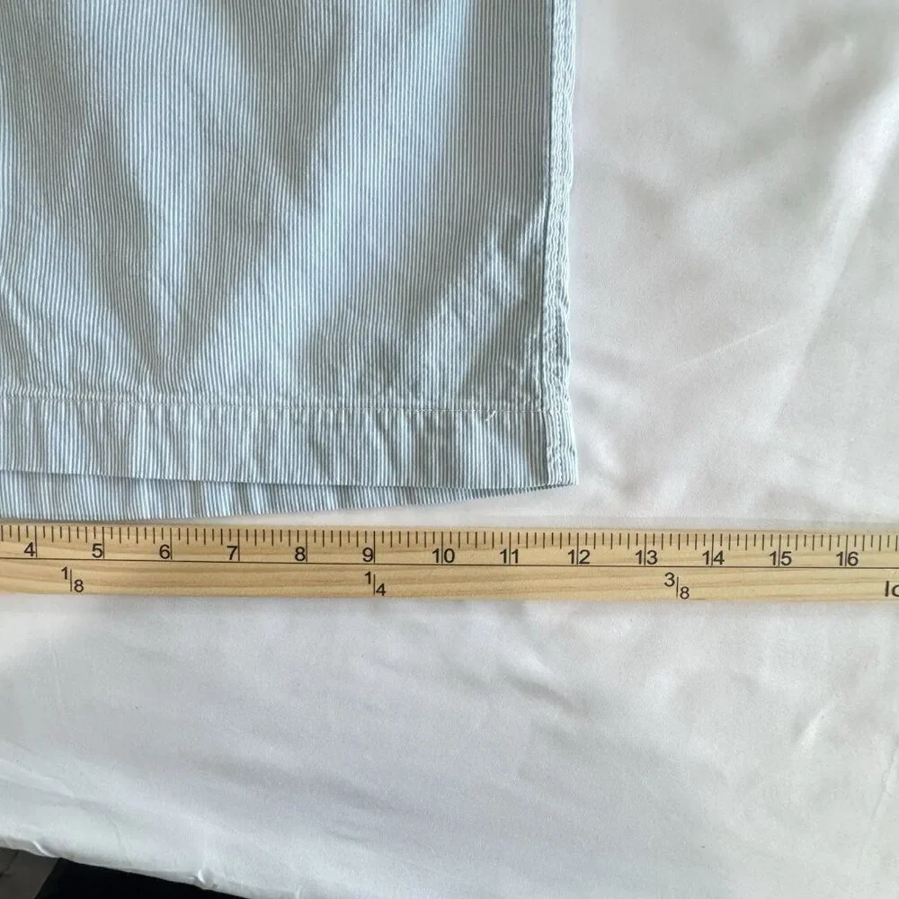 Banana Republic Mens 38 Baby Blue Striped Cotton Classic Fit Flat Front Shorts